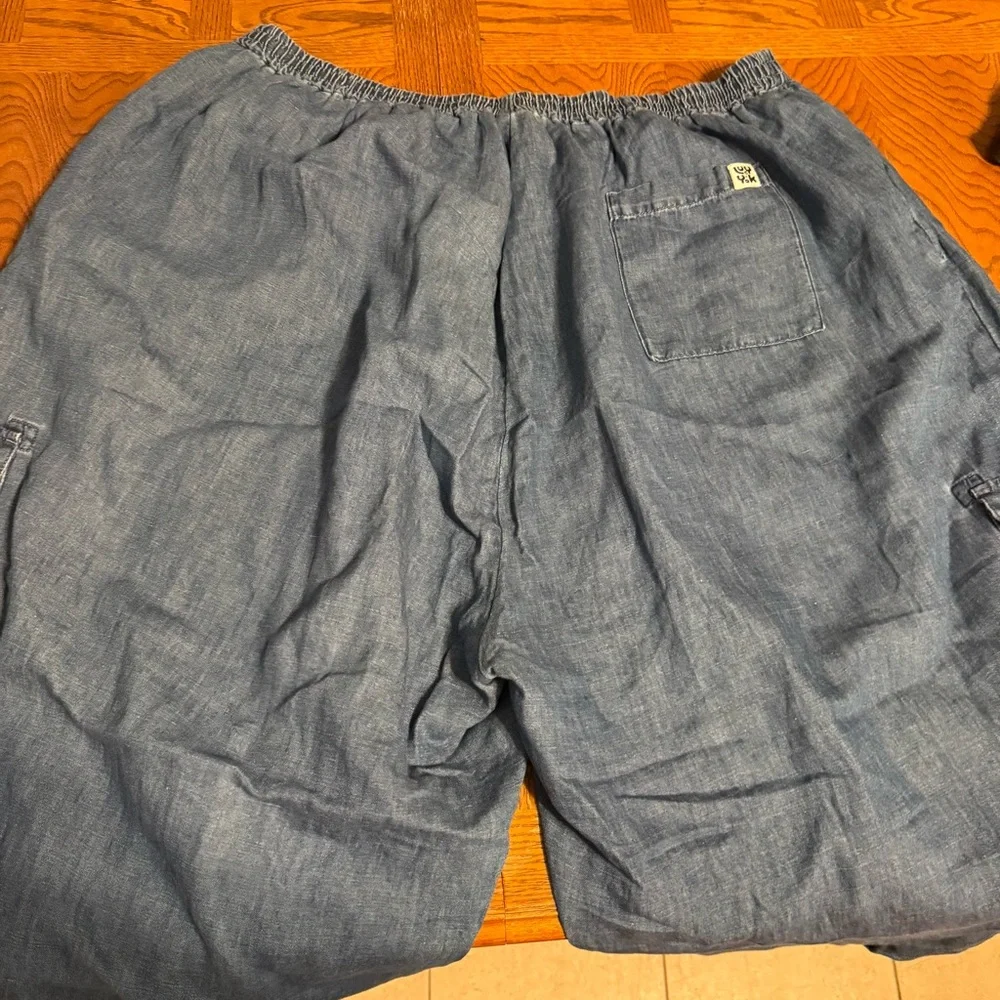 Lucy & Yak Rumi Cargo Denim Balloon Pants UK 24 or US 20 Elastic Waist Pull-on - Picture 11 of 15